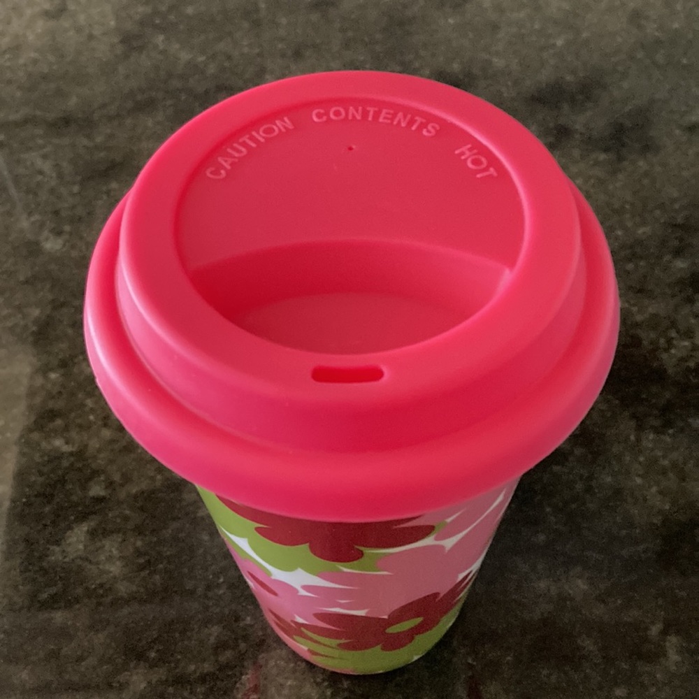 Pink flower tumbler travel mug - Picture 3 of 6